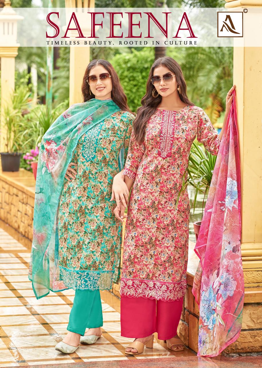 Alok Safeena catalog ladies dress materials wholesale bazaar