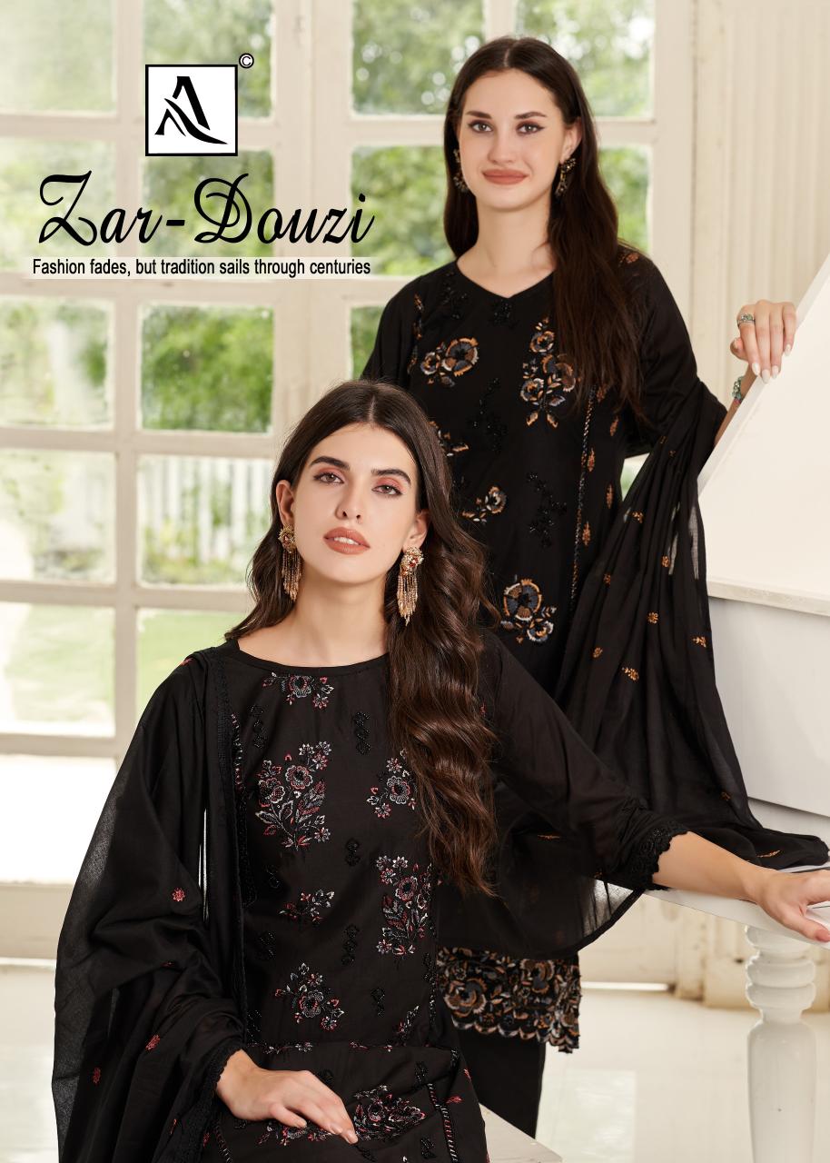 Alok Zar Douzi catalog wholesale dress material suppliers in surat