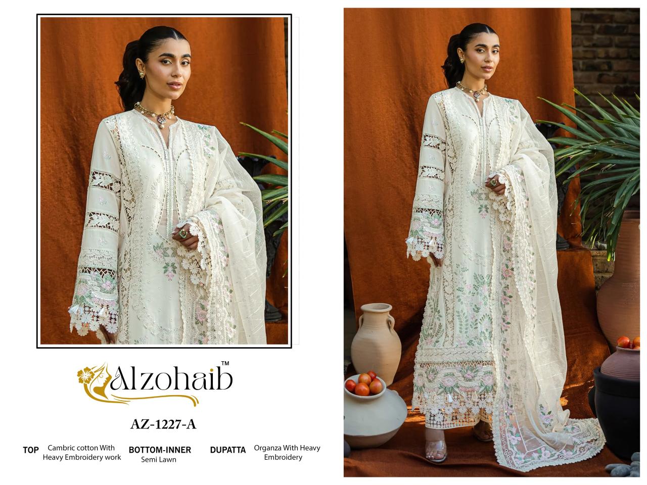Alzohaib Az 1227 AB catalog pakistani suits wholesale in bangalore