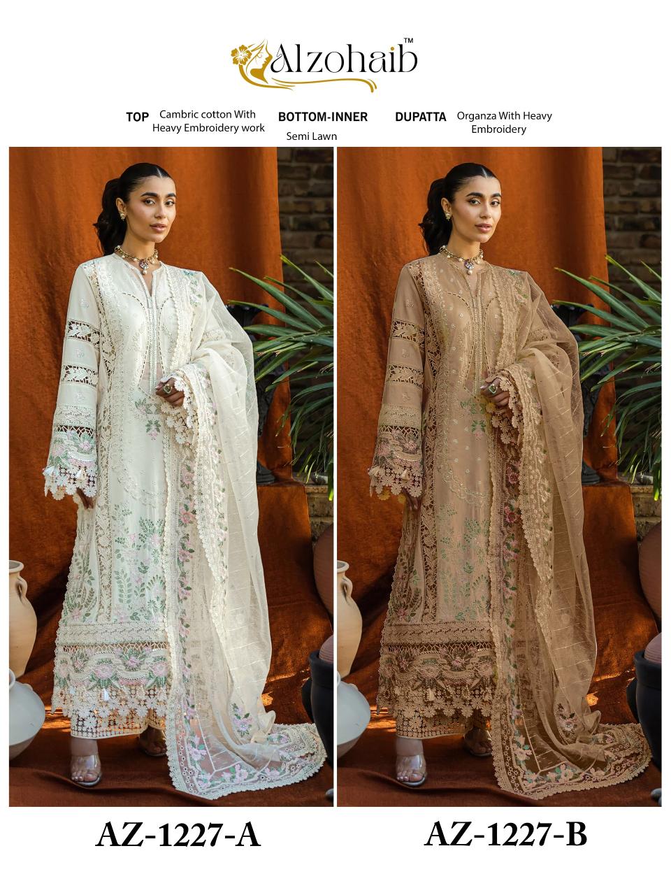 Alzohaib Az 1227 AB catalog pakistani suits wholesale in bangalore
