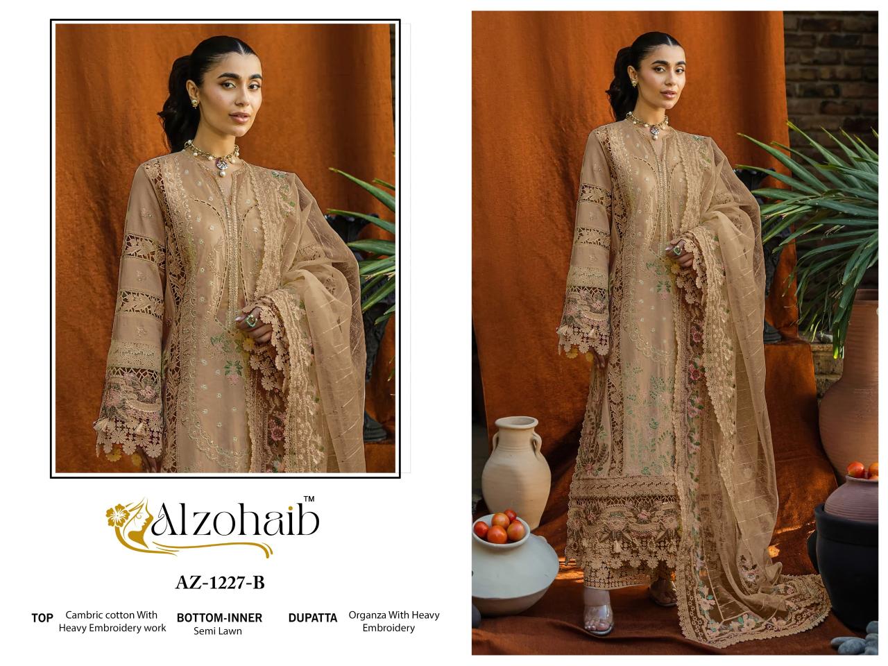 Alzohaib Az 1227 AB catalog pakistani suits wholesale in bangalore