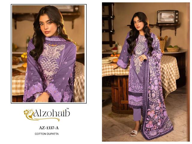 Alzohaib Az 1336 And 1337 catalog Chiffon Dupatta pakistani suits wholesaler in india