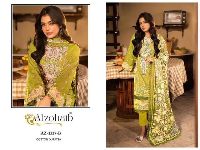 Alzohaib Az 1336 And 1337 catalog Chiffon Dupatta pakistani suits wholesaler in india