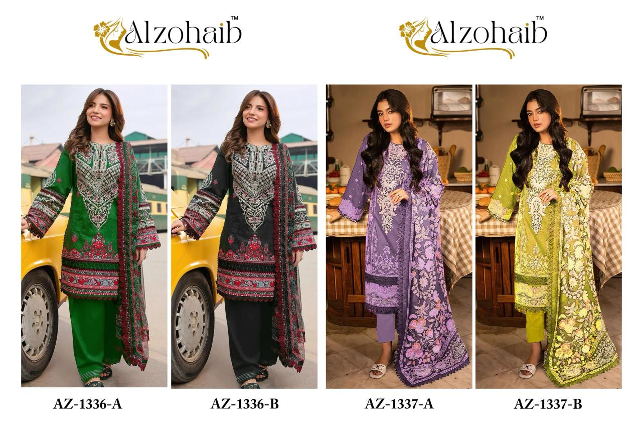 Alzohaib Az 1336 And 1337 catalog Chiffon Dupatta pakistani suits wholesaler in india