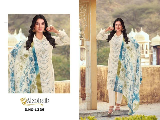 Alzohaib Az Heena 1326 To 1327 catalog Chiffon Dupatta wholesale pakistani suits in chennai
