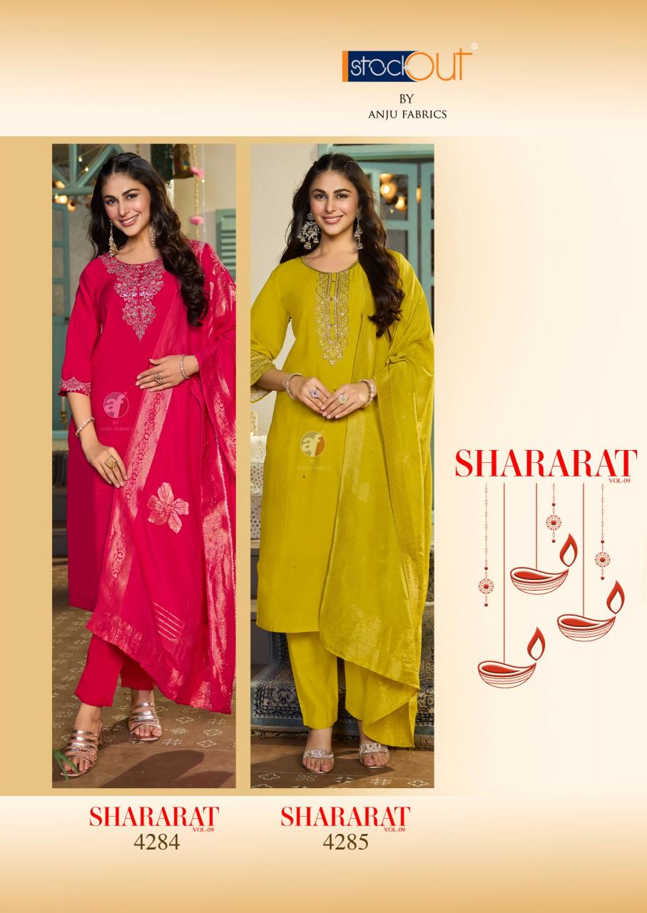 Anju Fabrics Shararat vol 9 catalog designer kurti wholesaler