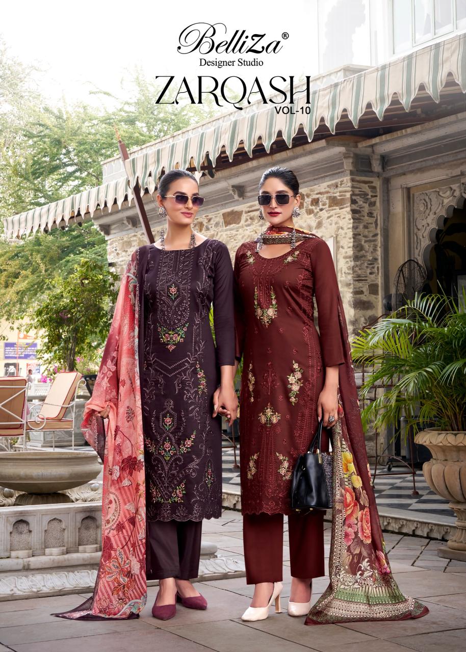Belliza Zarqash Vol 10 catalog wholesale dress materials in pondicherry