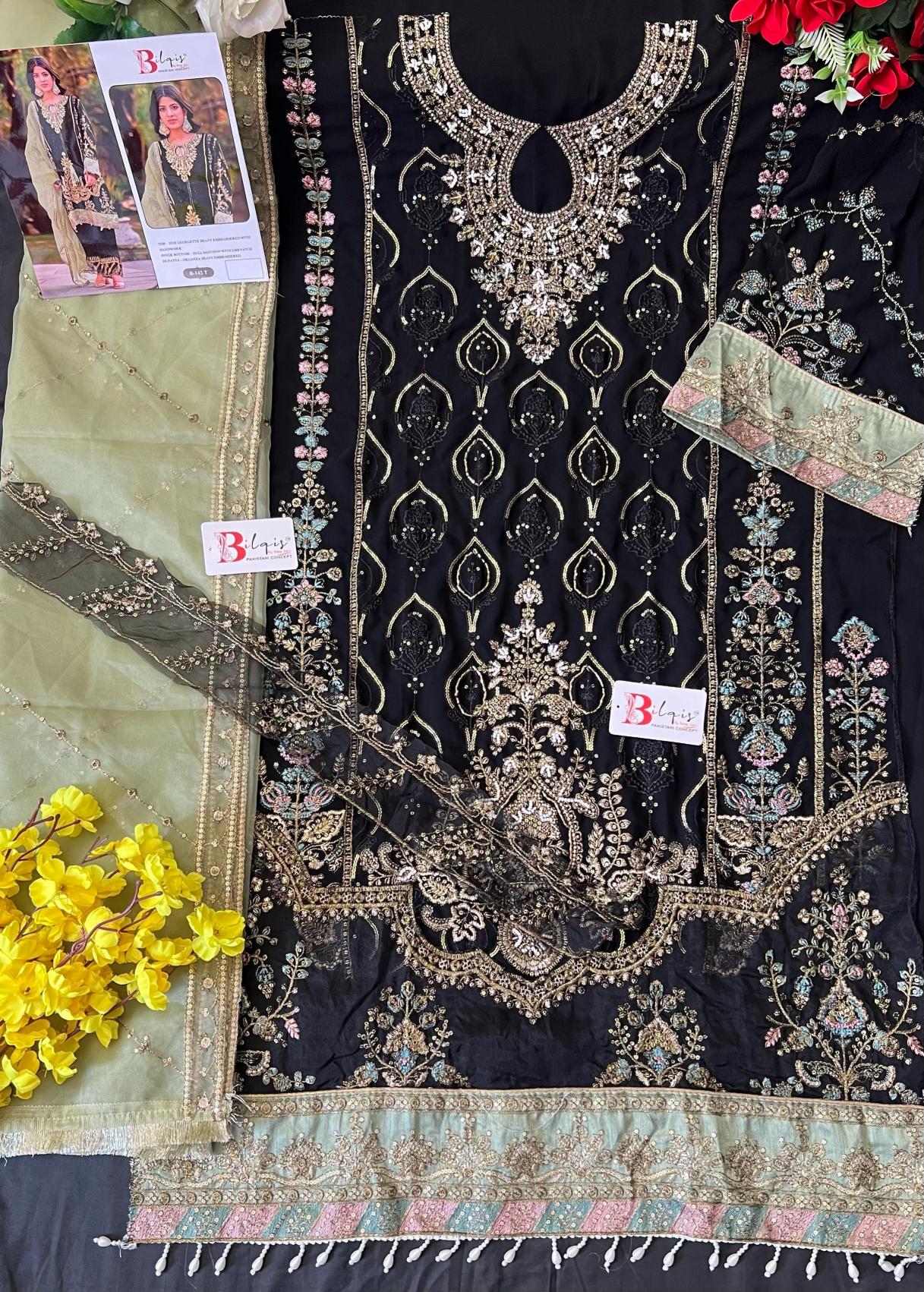 Bilqis B 142 A TO D catalog pakistani suits wholesalers in pakistan