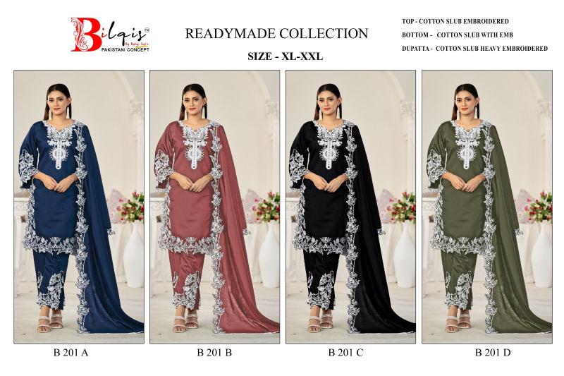 Bilqis B 201 A TO D catalog pakistani replica suits wholesale