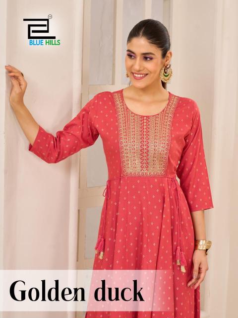Blue Hills Golden Duck Catalog wholesale anarkali kurtis in surat