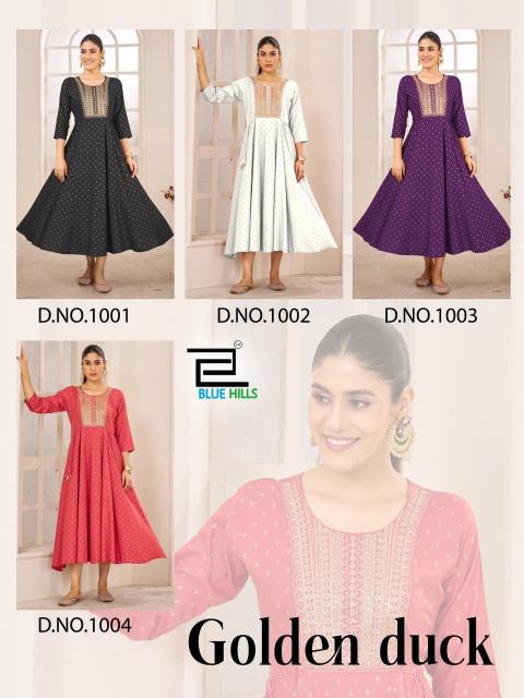 Blue Hills Golden Duck Catalog wholesale anarkali kurtis in surat