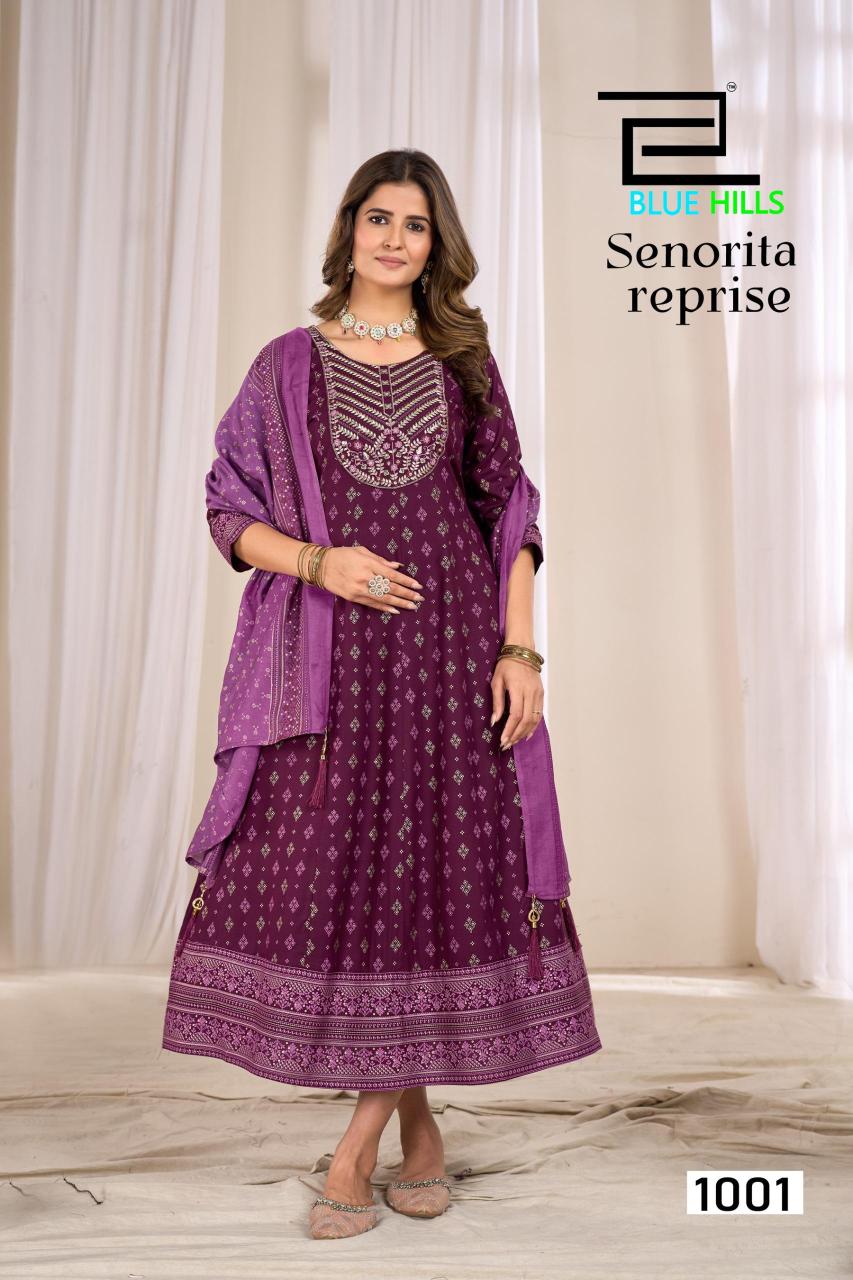 Blue Hills Senorita Reprise catalog wholesale anarkali kurtis in surat 