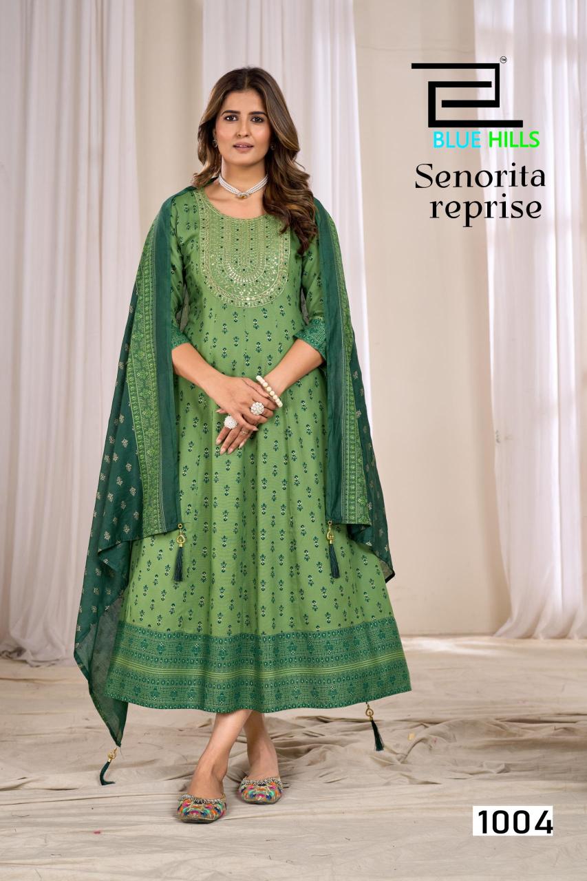 Blue Hills Senorita Reprise catalog wholesale anarkali kurtis in surat 