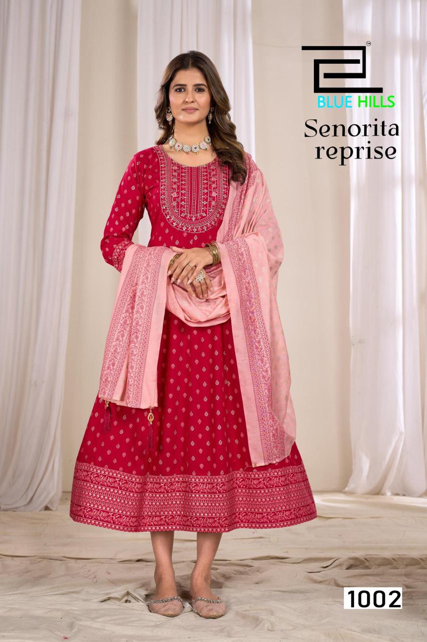 Blue Hills Senorita Reprise catalog wholesale anarkali kurtis in surat 