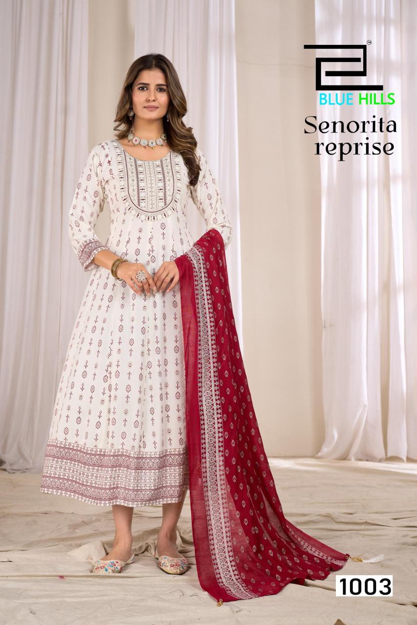 Blue Hills Senorita Reprise catalog wholesale anarkali kurtis in surat 