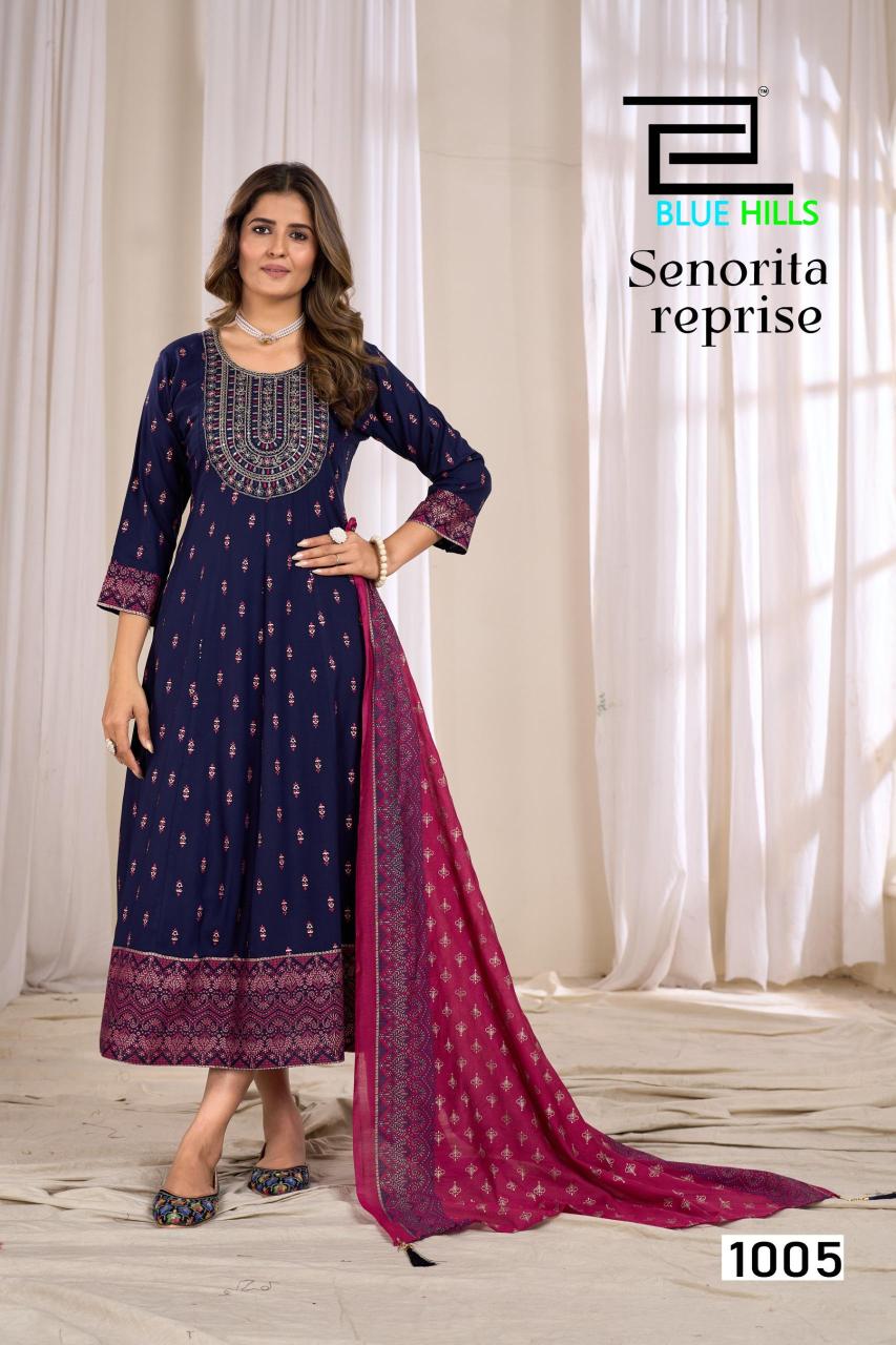 Blue Hills Senorita Reprise catalog wholesale anarkali kurtis in surat 