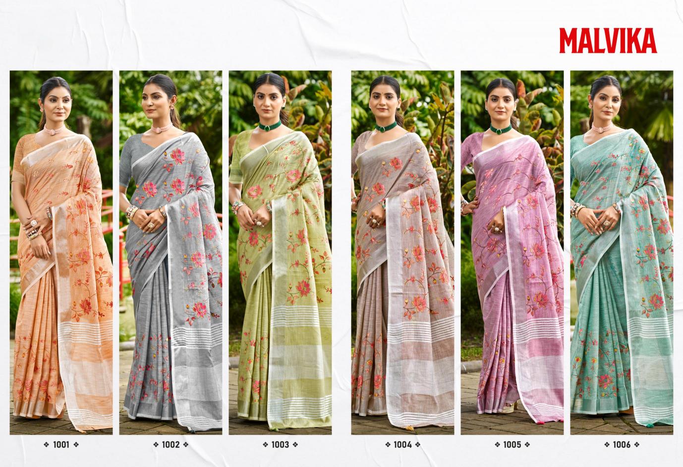 Bunawat - Malvika Sangam Prints Linen Woven Work Traditional Saree