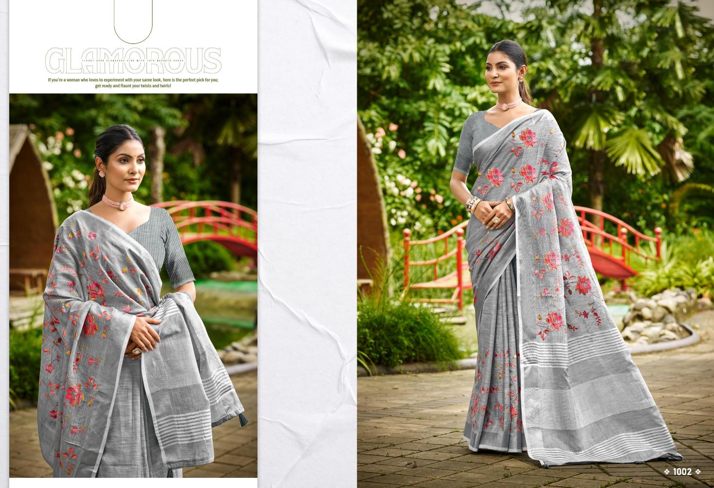 Bunawat - Malvika Sangam Prints Linen Woven Work Traditional Saree