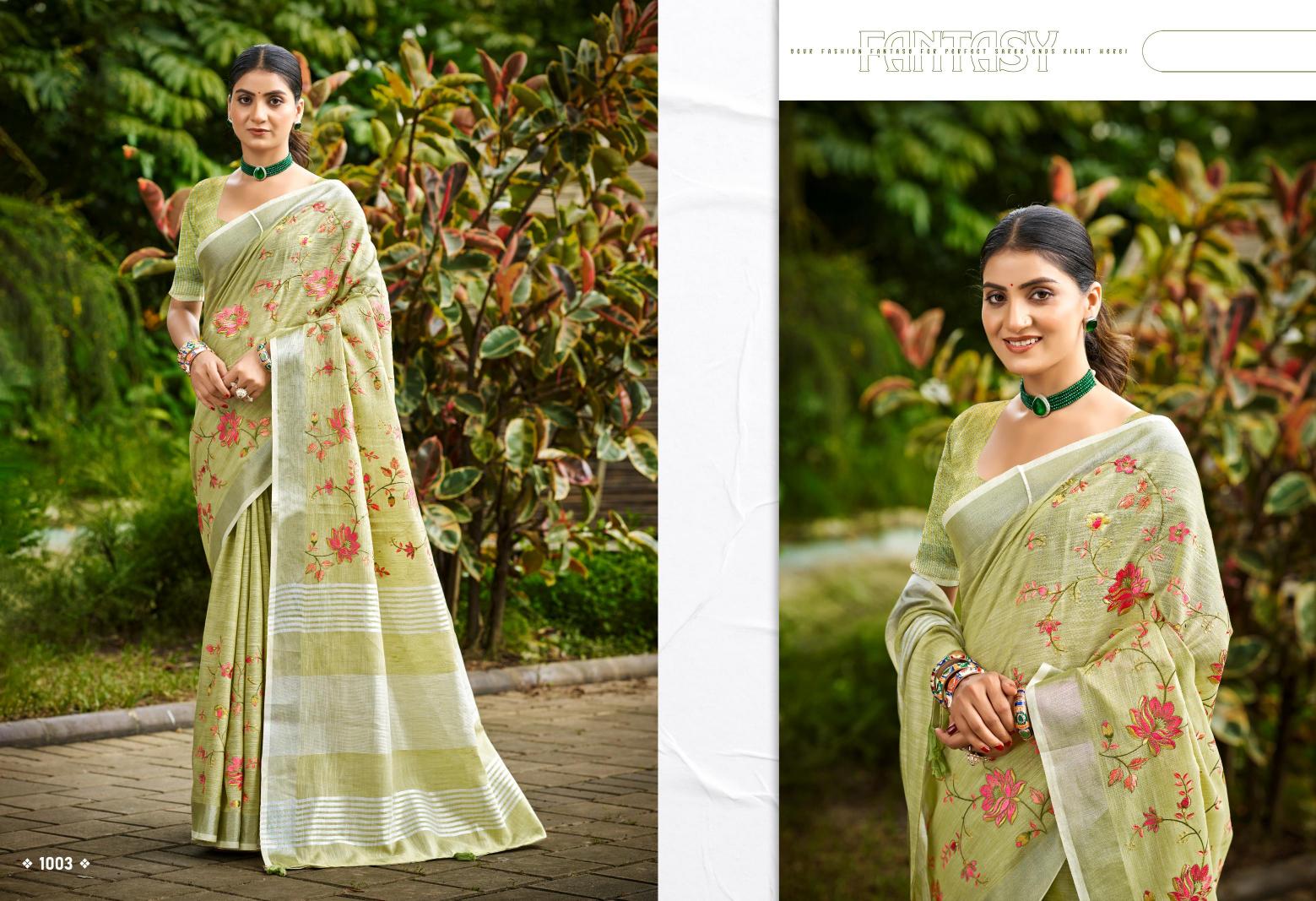 Bunawat - Malvika Sangam Prints Linen Woven Work Traditional Saree