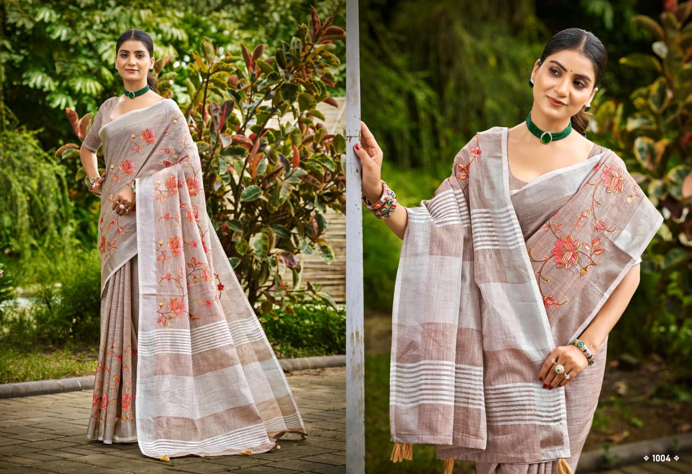 Bunawat - Malvika Sangam Prints Linen Woven Work Traditional Saree