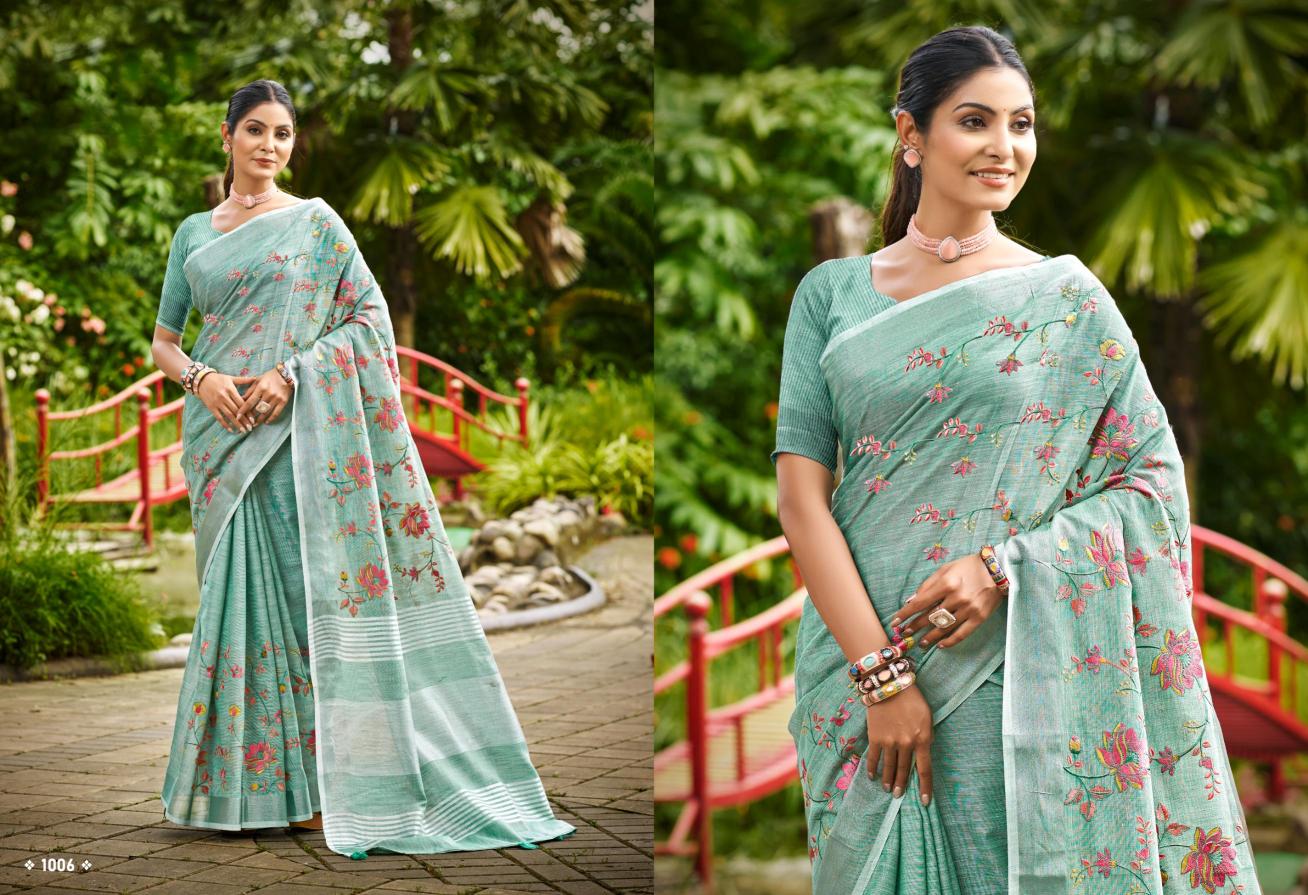 Bunawat - Malvika Sangam Prints Linen Woven Work Traditional Saree