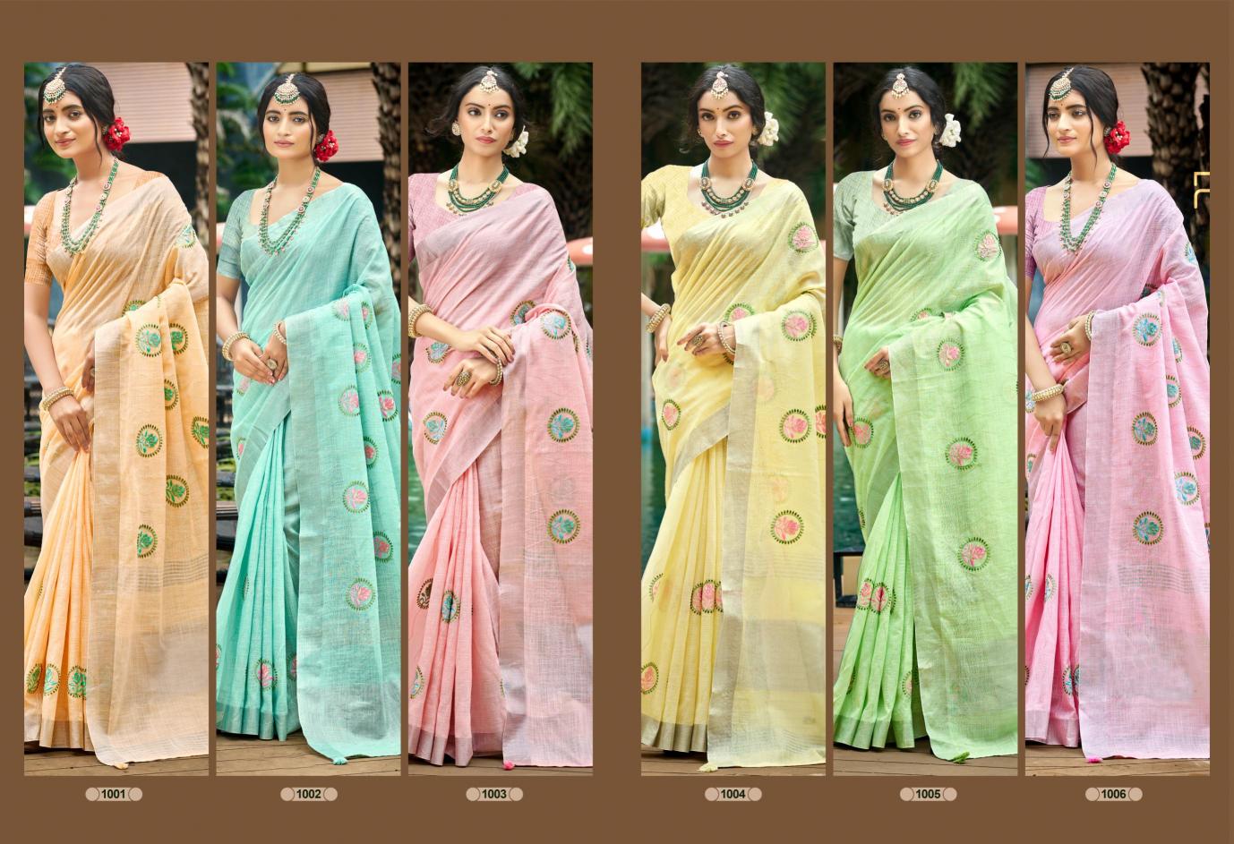 Bunawat - Pramukh Sangam Prints Linen Woven Work Traditional Saree