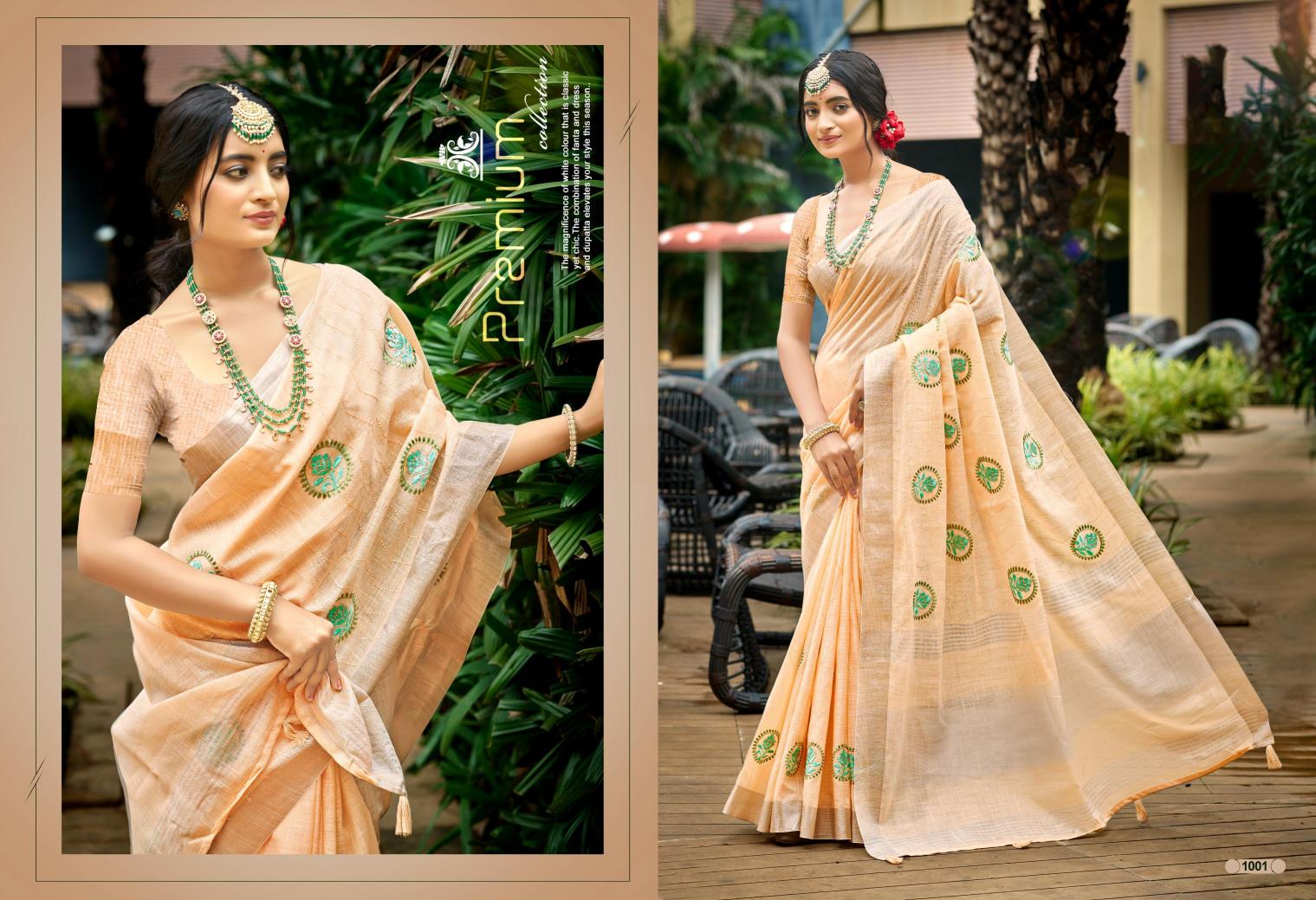 Bunawat - Pramukh Sangam Prints Linen Woven Work Traditional Saree