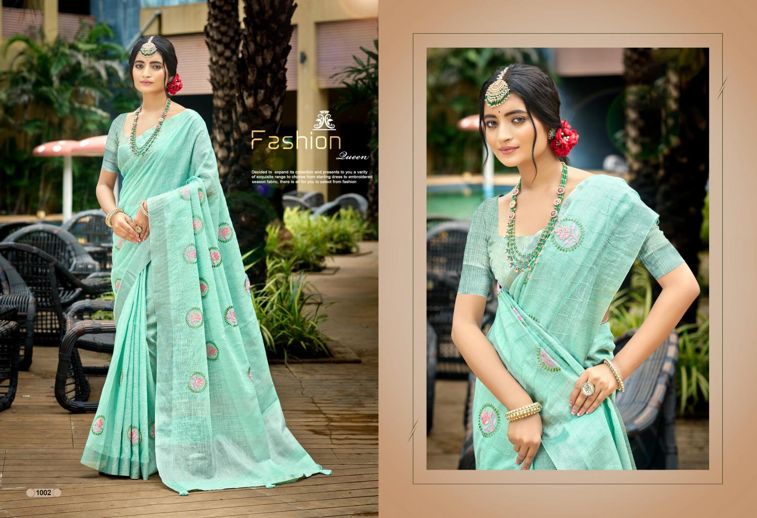 Bunawat - Pramukh Sangam Prints Linen Woven Work Traditional Saree