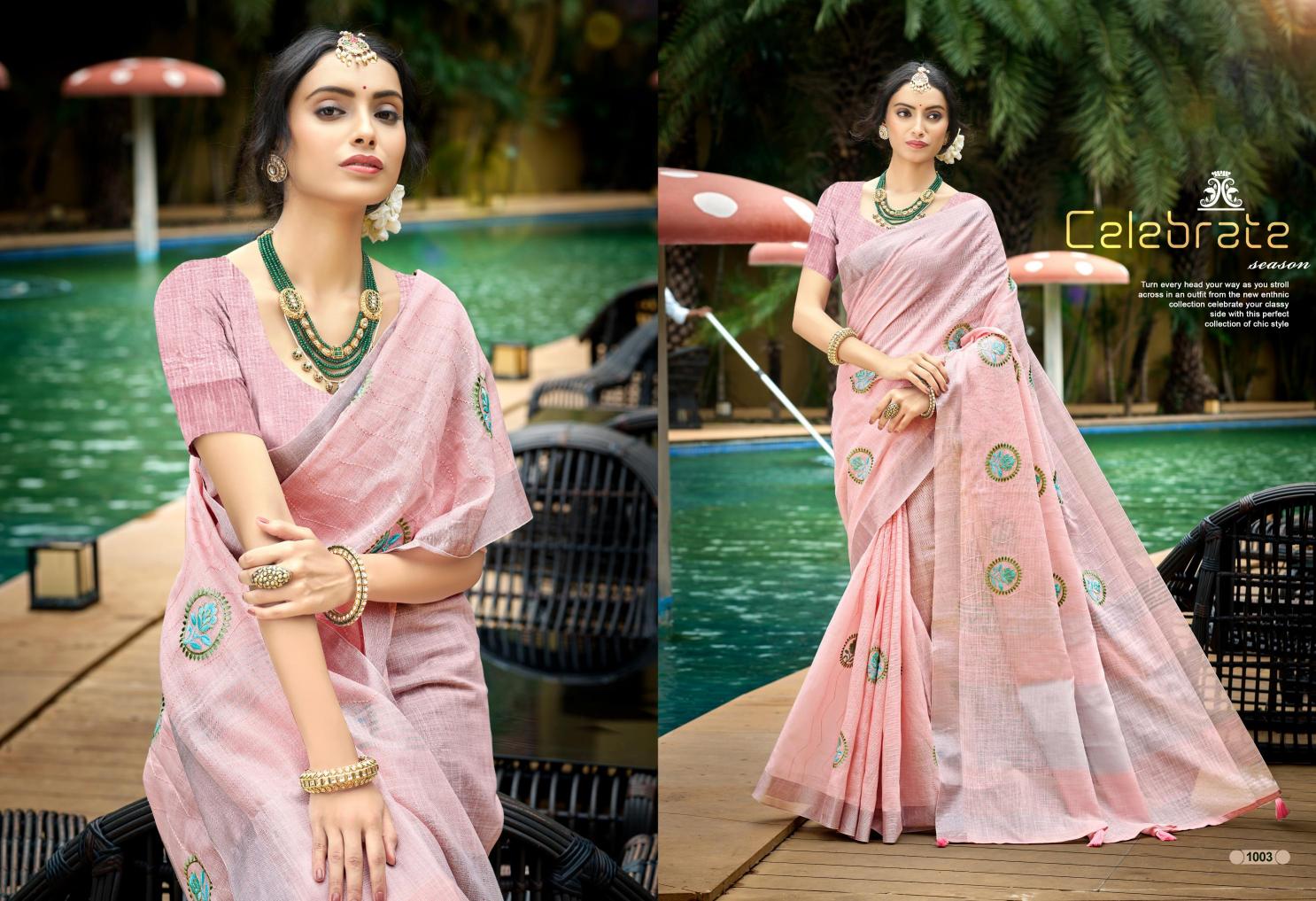 Bunawat - Pramukh Sangam Prints Linen Woven Work Traditional Saree