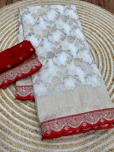 Dazira Pure Khadi Silk Vol 4 catalog festival red white sarees
