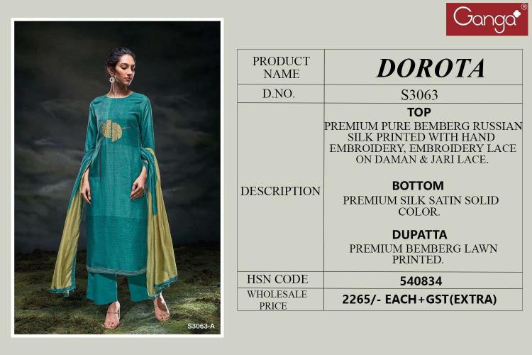 Ganga Dorota 3063 catalog salwar kameez wholesale surat