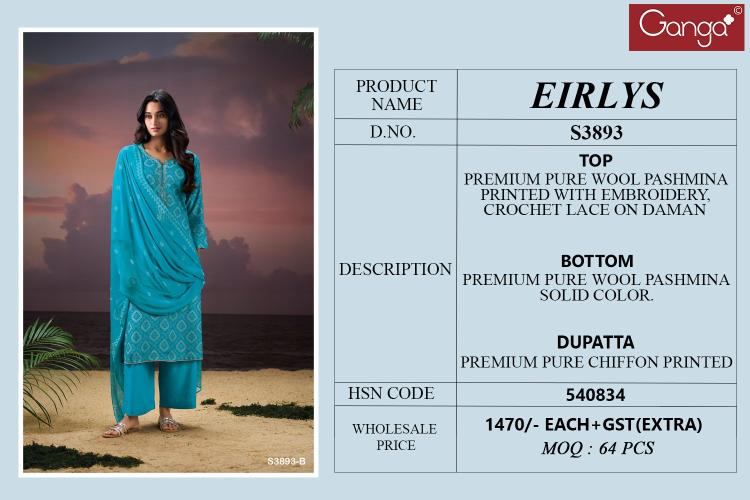 Ganga Eirlys 3893 catalog salwar kameez wholesale manufacturers in mumbai