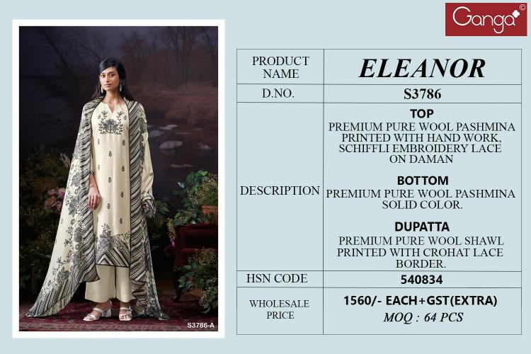 Ganga Eleanor 3786 catalog wholesale salwar kameez catalogue with price
