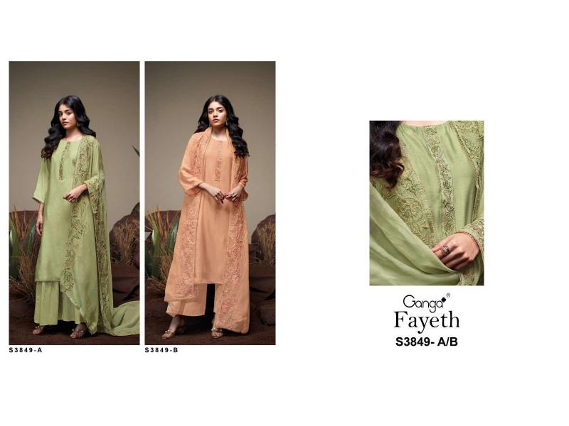 Ganga Fayeth 3849 catalog salwar kameez material wholesale in mumbai