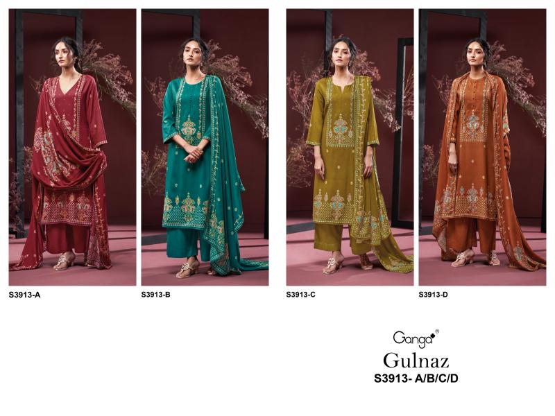 Ganga Gulnaz 3913 catalog unstitched salwar kameez wholesalers in india