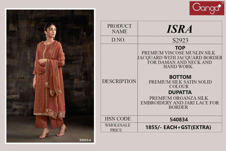 Ganga Isra 2923 catalog wholesale pakistani suits buy online 