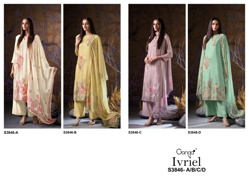 Ganga Ivriel 3846 catalog dubai salwar kameez wholesalers