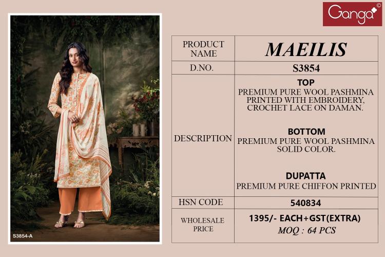 Ganga Maeilis 3854 catalog wholesale salwar kameez online in india