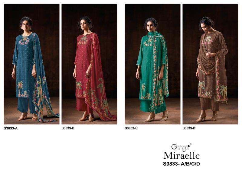 Ganga Miraelle 3833 catalog unstitched salwar kameez wholesalers uk