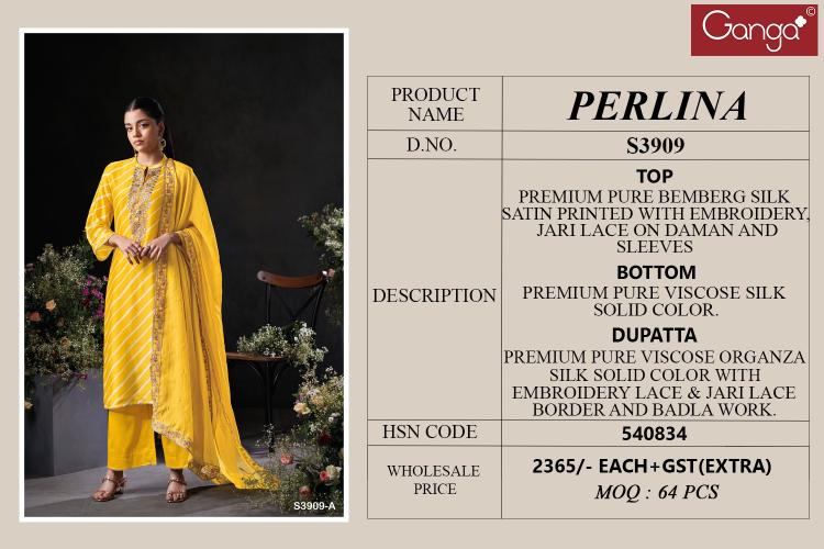 Ganga Perlina 3909 catalog daily wear salwar kameez wholesale
