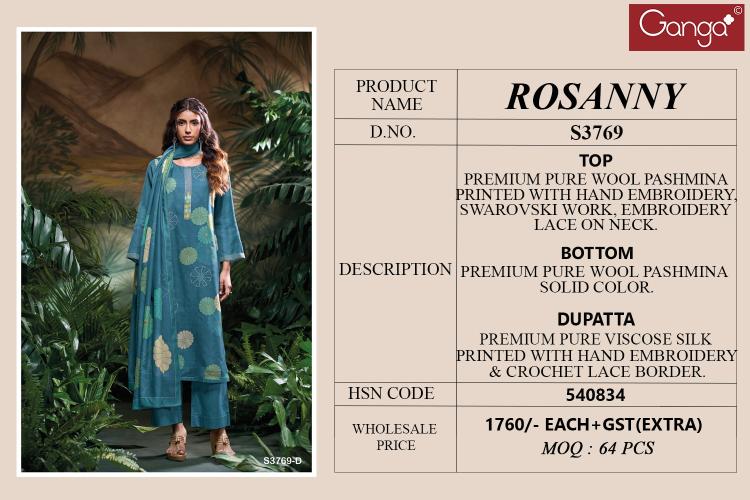 Ganga Rosanny 3769 catalog wholesale salwar kameez suits