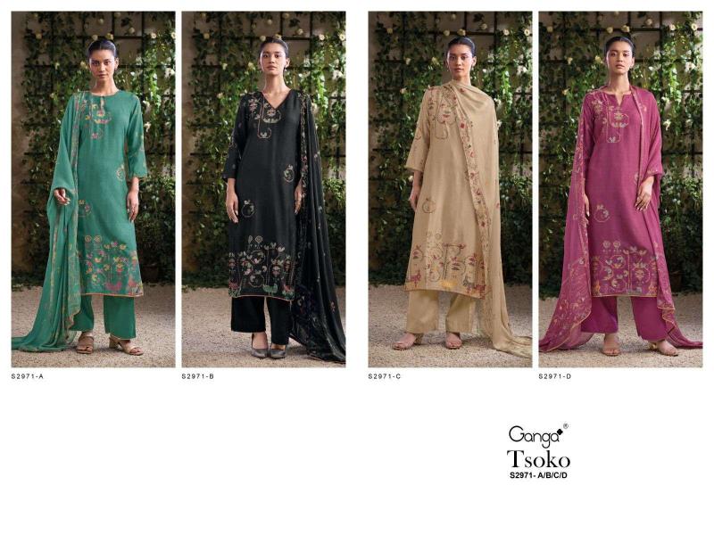 Ganga Tsoko 2971 catalog straight salwar kameez wholesale