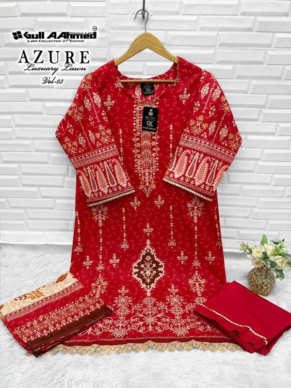 Gull Aahmed Azure Vol-3 - Karachi Readymade Kurti Pant With Dupatta - Wholesale Catalog