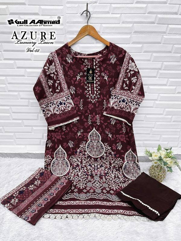 Gull Aahmed Azure Vol-3 - Karachi Readymade Kurti Pant With Dupatta - Wholesale Catalog