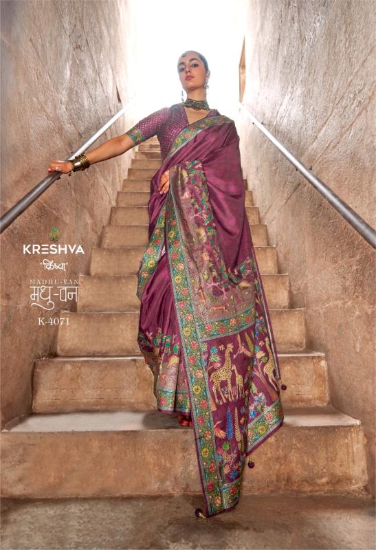 Krehsva Madhuvan catalog saree work in home surat