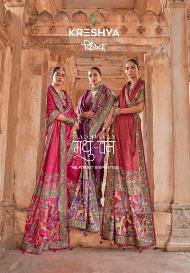 Krehsva Madhuvan catalog saree work in home surat