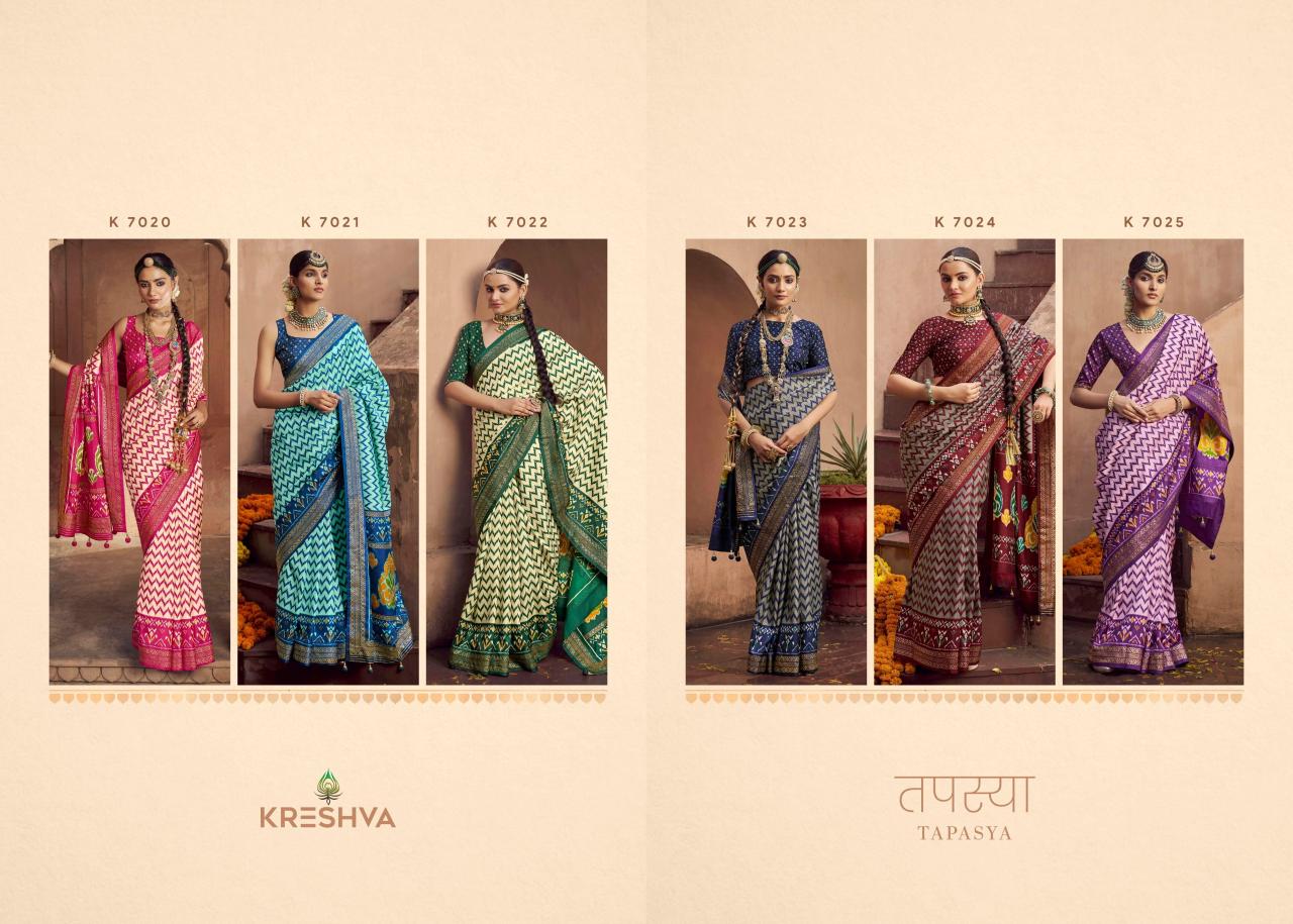 Kreshva Tapasya catalog sarees manifracuture in surat