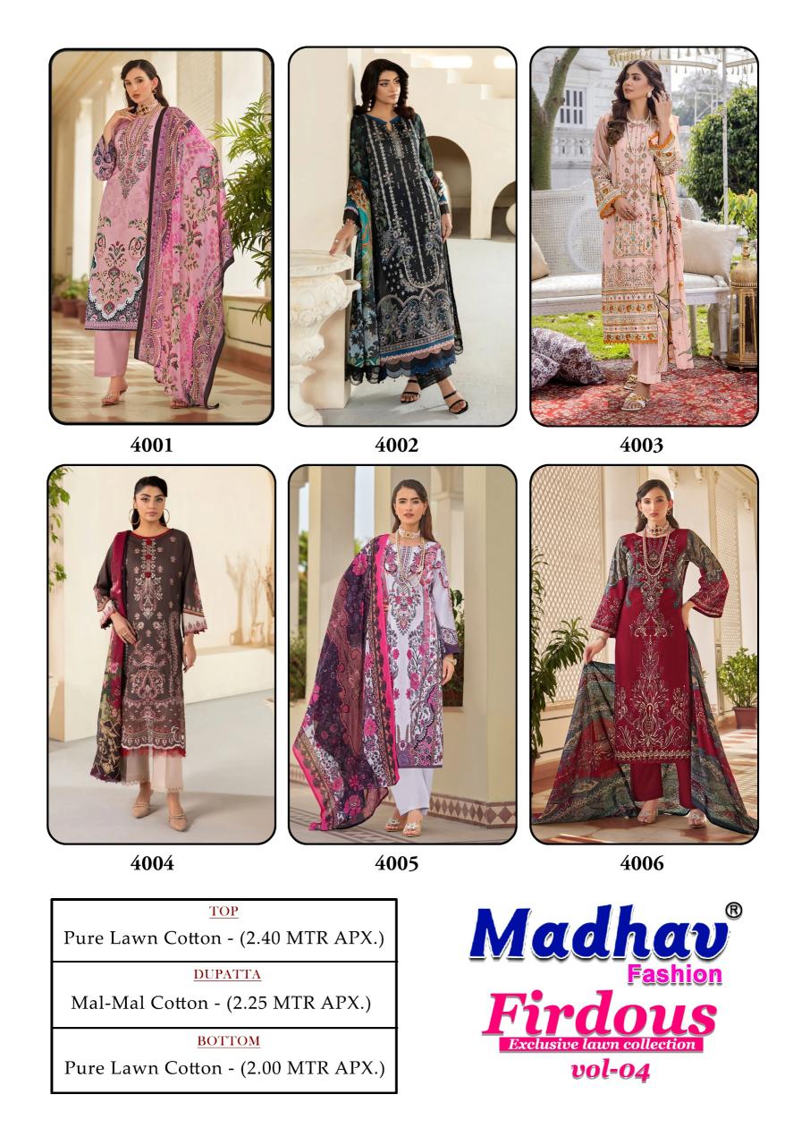 Madhav Firdous Vol-04 – Karachi Dress Material - Wholesale Catalog