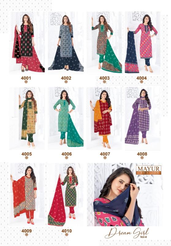 Mayur Dream Girl Vol-4 – Kurti Pant With Dupatta - Wholesale Catalog