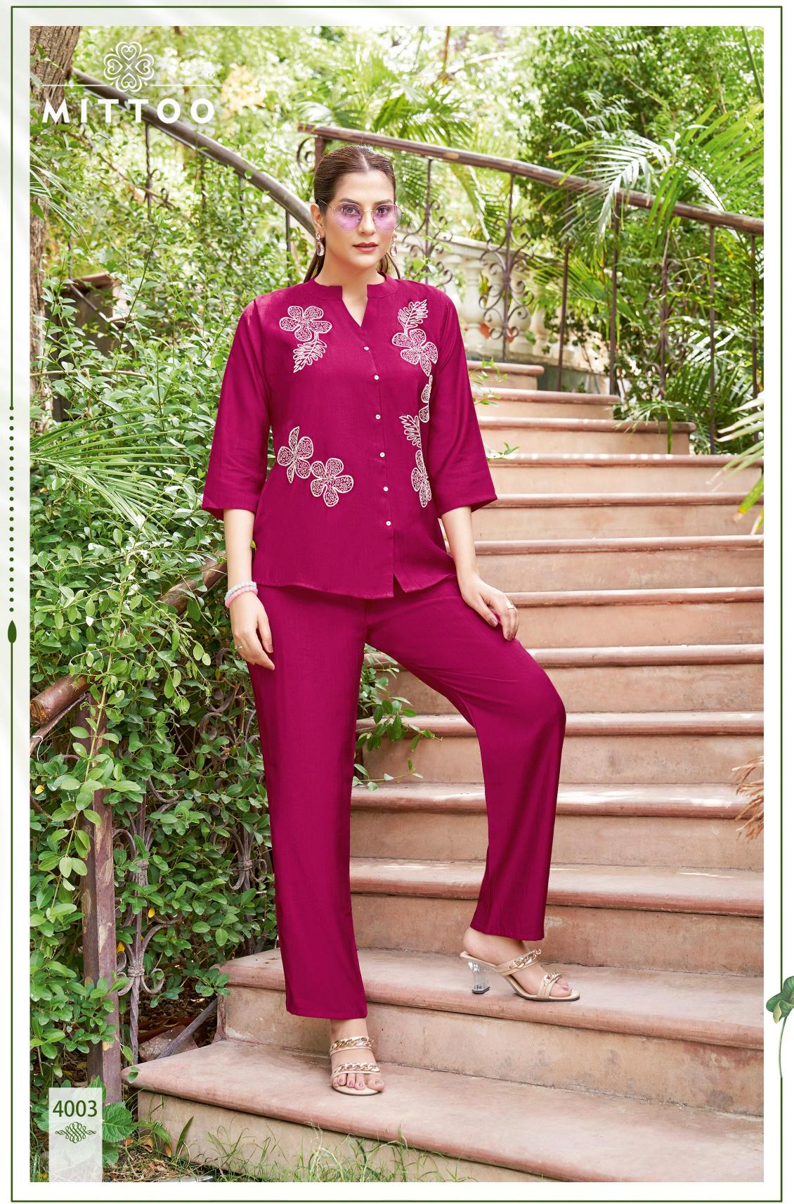 Mittoo Pranjal catalog co ord sets manufacturers in india